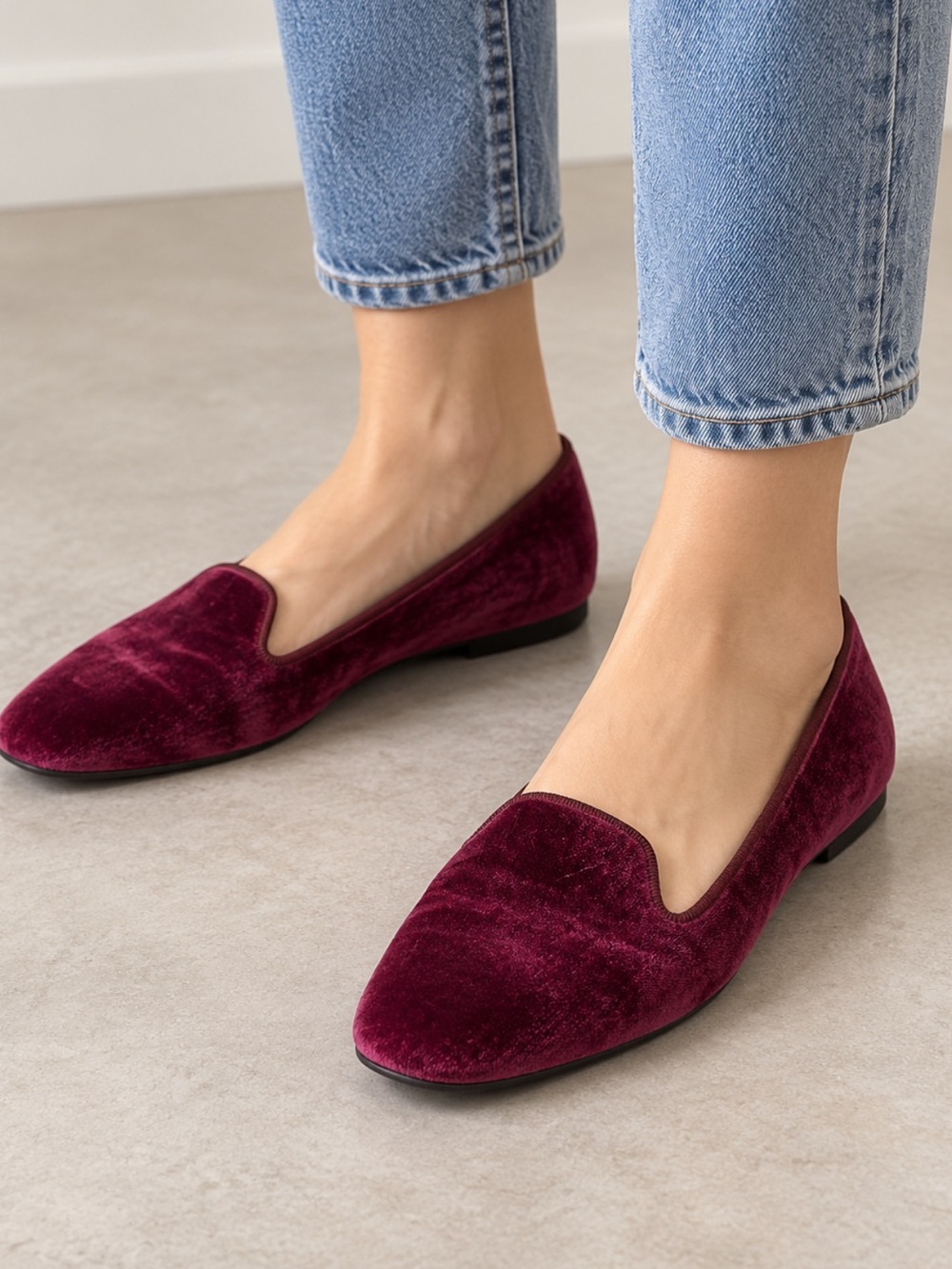 J.Crew Burgundy Velvet Loafer Flats Women’s Size 8 Slip-On Shoes